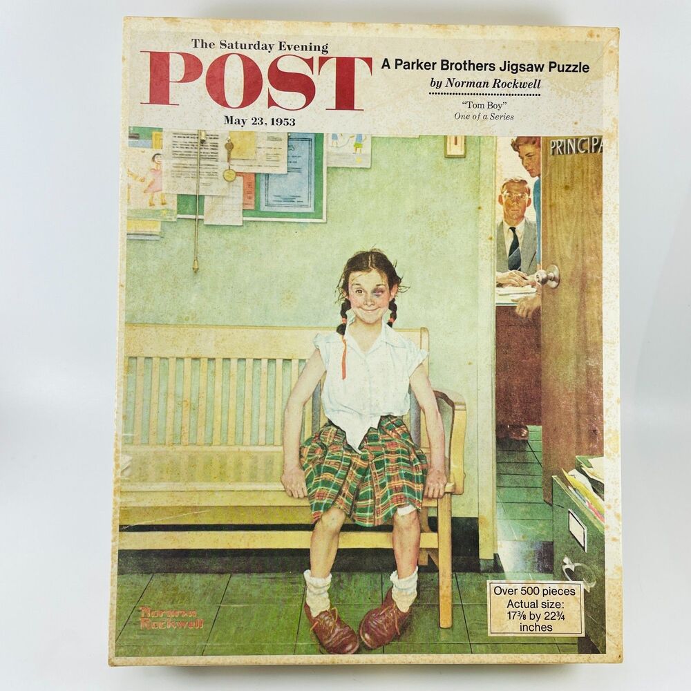 Vtg NORMAN ROCKWELL Tom Boy Jigsaw Puzzle PARKER BROTHERS Complete Art 1970s